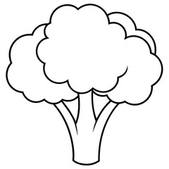 Broccoli Silhouette Vector Outline on White Background