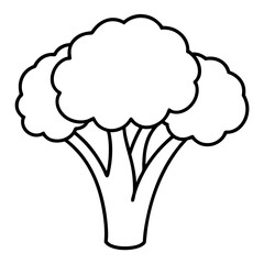 Broccoli Silhouette Vector Outline on White Background