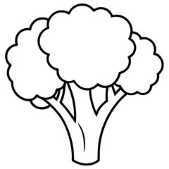 Broccoli Silhouette Vector Outline on White Background