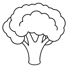 Broccoli Silhouette Vector Outline on White Background