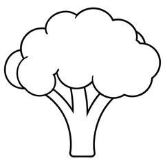 Broccoli Silhouette Vector Outline on White Background