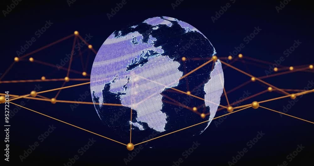 Poster global network connections animation over rotating earth