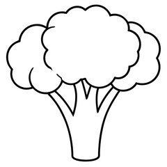 Broccoli Silhouette Vector Outline on White Background