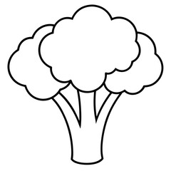 Broccoli Silhouette Vector Outline on White Background