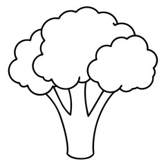 Broccoli Silhouette Vector Outline on White Background
