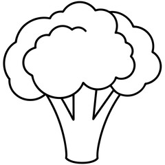 Broccoli Silhouette Vector Outline on White Background