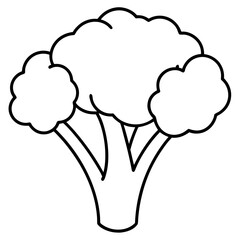 Broccoli Silhouette Vector Outline on White Background