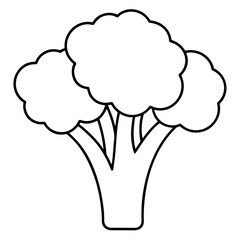 Broccoli Silhouette Vector Outline on White Background