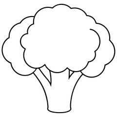 Broccoli Silhouette Vector Outline on White Background