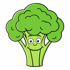 Broccoli Silhouette Vector Outline on White Background