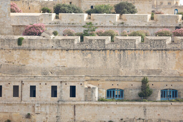 Stony architecture at the port in Valletta, Malta.