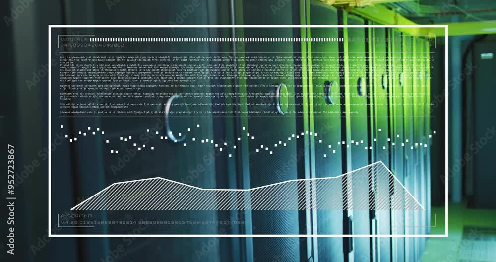Poster data analysis and algorithm animation over server racks in data center