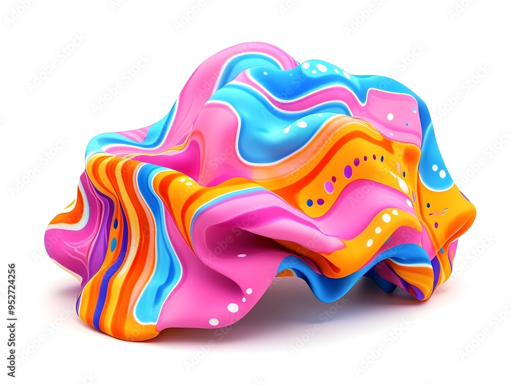 Poster vibrant and whimsical 3d rendered shower cap with exaggerated cartoon like design in isolated settin