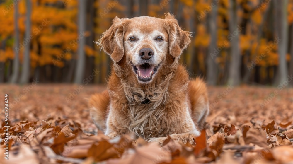 Sticker an happy smiling golden retriever 