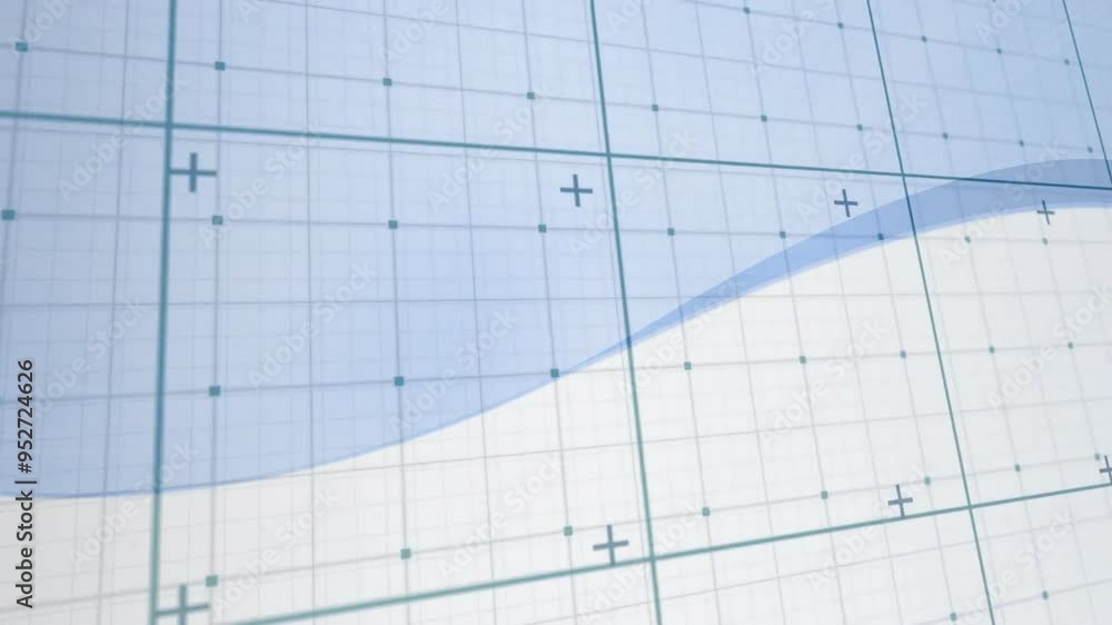 Poster graph with rising curve and grid lines, data analysis animation