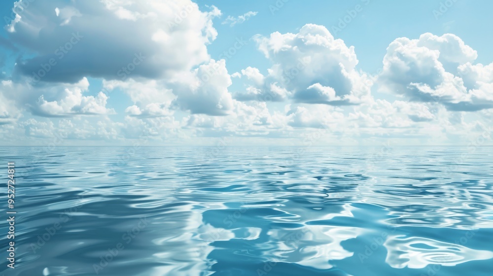 Aufkleber calm ocean with clouds reflected on the surface