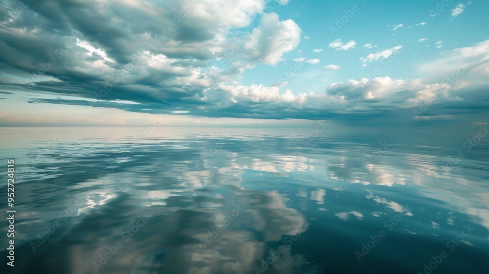 Aufkleber calm ocean with clouds reflected on the surface