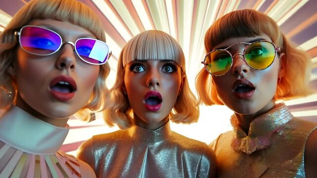 Three Fashionable Models Surprised and Shocked Generative AI
