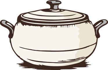 Classic Hand Drawing Cooking Pot Illustration