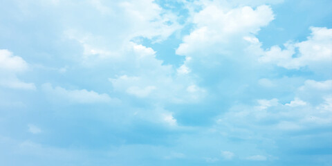 blue beautiful clouds sky soft bright sunny winter template canvas love banner natural background clear white clouds sun reflection daytime Serene  fluffy cumulus clouds heap landscape Panorama Blue  