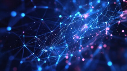 Fototapeta premium Abstract network of glowing lines and dots, digital galaxy