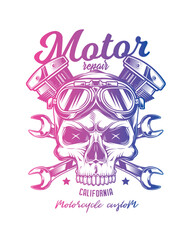 Vintage custom motorcycle poster. Original vector illustration in vintage style isolated on white background. T-shirt design.