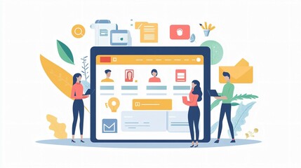 Fototapeta premium Streamlined Job Search Website Interface on Tablet Screen with Minimalist Design and User-Friendly Icons