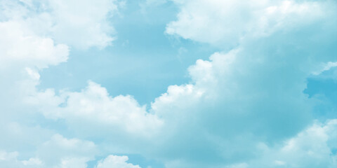 blue beautiful clouds sky soft bright sunny winter template canvas love banner natural background clear white clouds sun reflection daytime Serene  fluffy cumulus clouds heap landscape Panorama Blue  