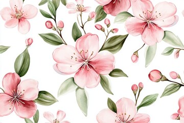 Elegant watercolor cherry blossoms pattern for spring design
