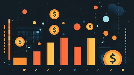 Strategic Cash Flow Management Illustration of Income Streams Leading to Business Success Marker in Sleek Flat Design