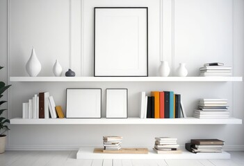 minimalist, shelving, books, decor, modern, interior, white, plants, frames, art, design, clean, organized, contemporary, home, decoration, simplicity, aesthetic, furniture, living room, potted plants