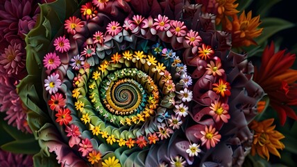 Colorful Flower Spirals - Perfect for Vibrant Home Decor, Creative Wall Art, and Whimsical Floral Designs