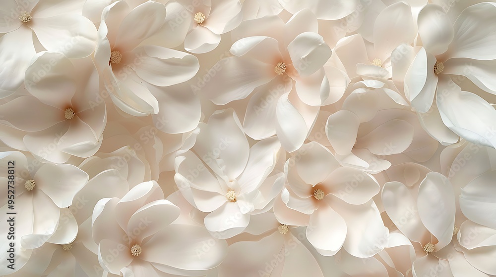 Poster delicate flower petals in soft color tones, creating a subtle and calming wallpaper design