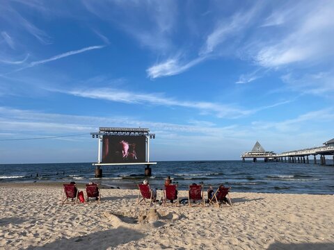 Sommerkino im Kaiserbad Heringsdorf an der Ostsee auf der Insel Usedom, Mecklenburg Vorpommern, Europa 