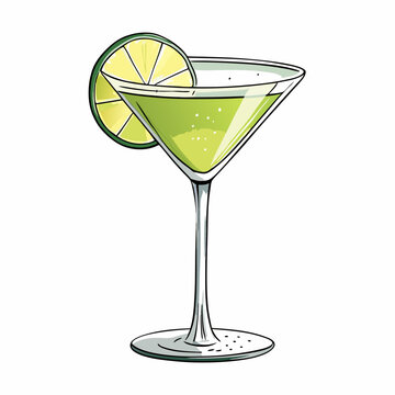 recommend clip art: Kamikaze cocktail hand drawn alcohol drink with lime slice Vector illustration on a isolated white background (27)