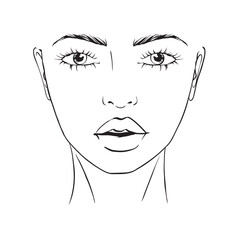 Vector illustration of women's head. Glamour fashion beauty woman face illustration.