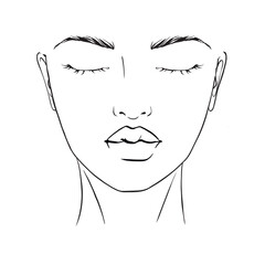 Vector illustration of women's head. Glamour fashion beauty woman face illustration.