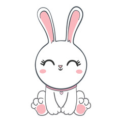 Hand Drawn Bunny. Cute Rabbit Vector. Print Design for Kids Fashion.