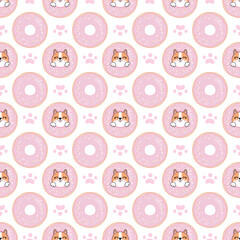Seamless pattern with corgi dogs. For children's fabric design, wallpaper, backgrounds, wrapping paper, scrapbooking, etc. Vector illustration