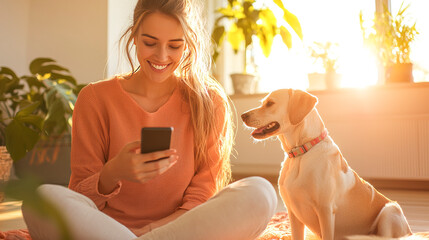 Golden Hour Connection: Woman and Dog Share a Peaceful Moment