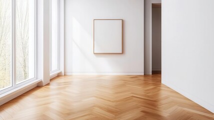 Fototapeta premium A minimalist hallway with wooden flooring