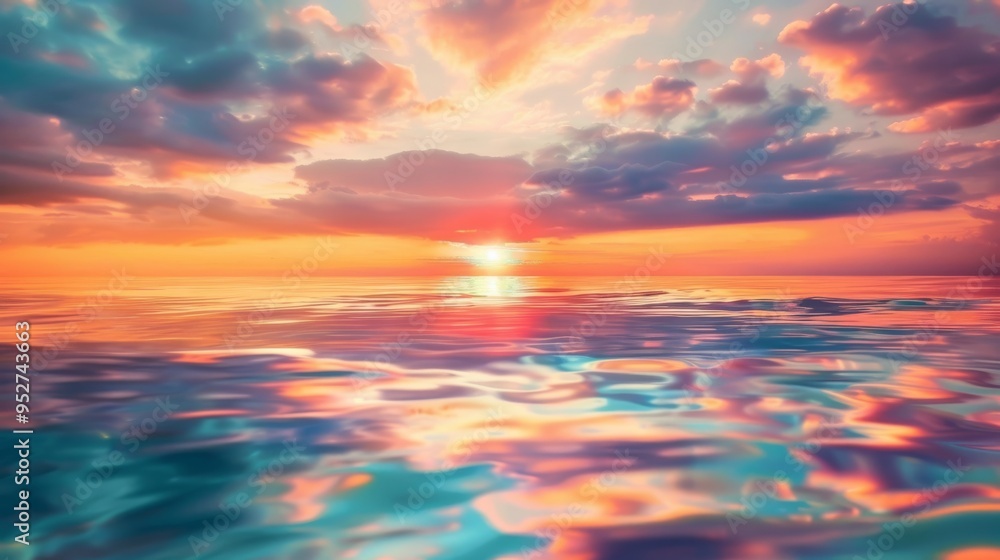 Aufkleber seaside with a colorful sky mirrored in the water