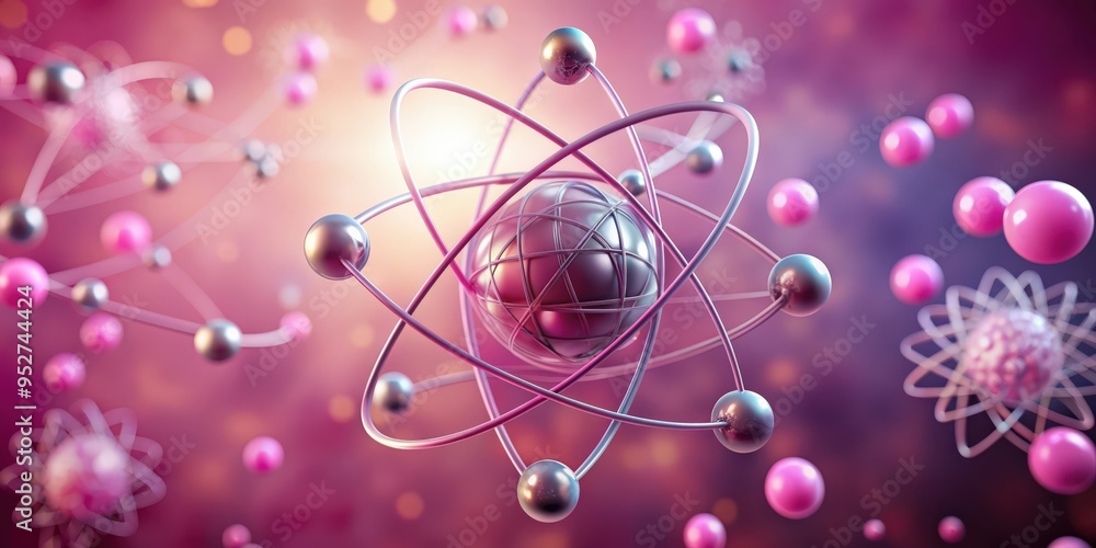 Aufkleber Microbiology concept with rendering of nucleus atom or molecule in science technology and medicine