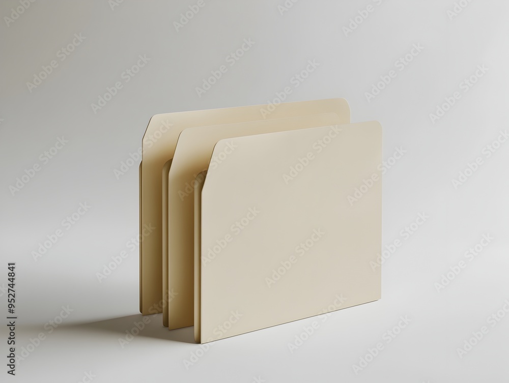 Aufkleber closeup of a file folder resting on a plain white background with a minimalist scandinavian inspired