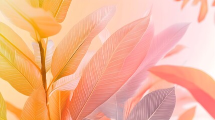 A close-up of a tropical arrow design, featuring intricate details of leaves with a soft gradient background