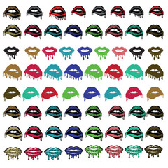 Dripping Lips Graphic Bundle Leopard Lip Set of lips icon