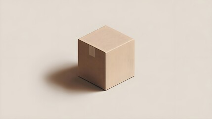 Obraz premium A realistic box icon with a textured surface, positioned in the center of a light solid color background, creating a minimalistic aesthetic