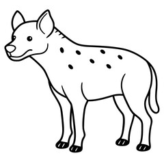 Childlike Hyena Profile Rounded, Contour Line Art on White Background