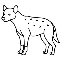 Childlike Hyena Profile Rounded, Contour Line Art on White Background