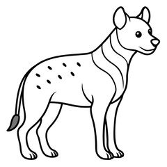 Fototapeta premium Childlike Hyena Profile Rounded, Contour Line Art on White Background